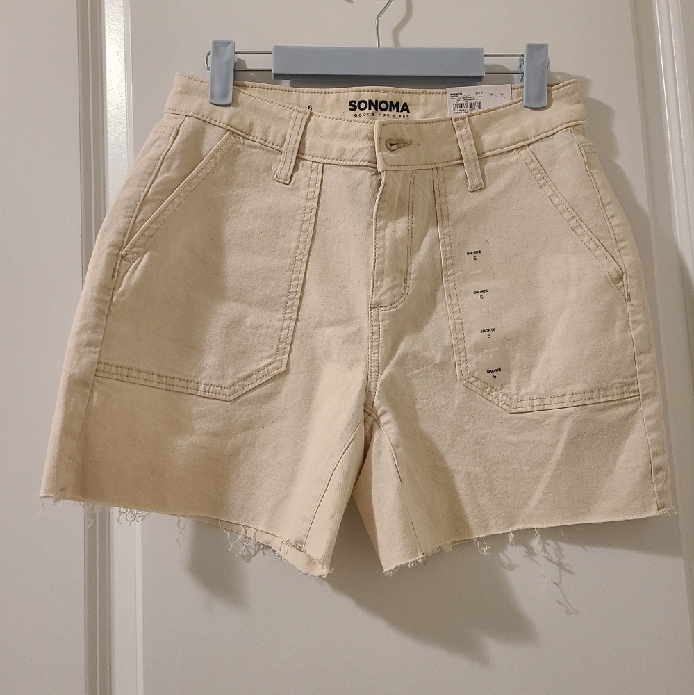 Sonoma women's high waisted shorts, cotton ripped beige shorts, size 6